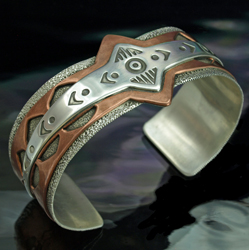 Cuff Bracelet, Silver & Copper